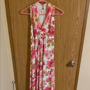 Vintage Vibrant Floral Sleeveless Maxi Dress